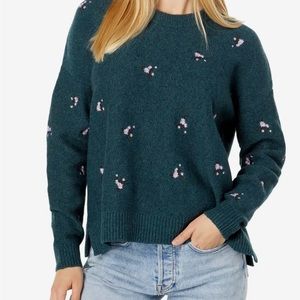 Madewell green embroidered flower boxy sweater size S